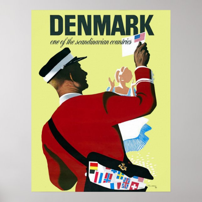 Denmark, a postman with a letter from the USA Poster (Front)