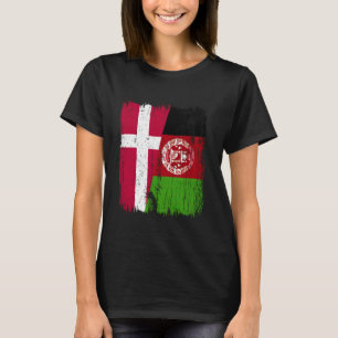 Denmark Afghanistan Half Flag Danish Afghan Herita T-Shirt