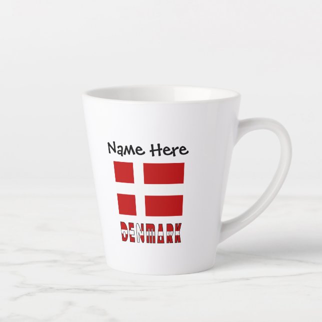 Denmark and Danish Flag Personalised  Latte Mug (Right)