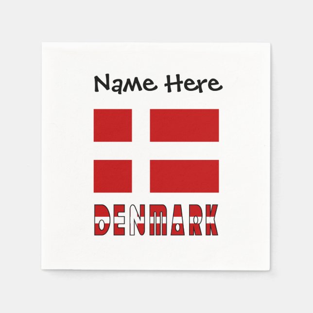 Denmark and Danish Flag Personalised  Napkin (Front)