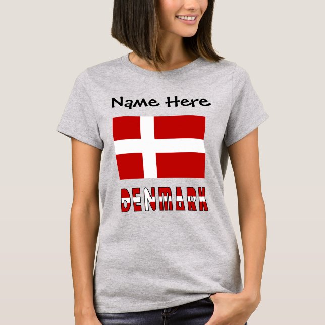 Denmark and Danish Flag Personalised  T-Shirt (Front)