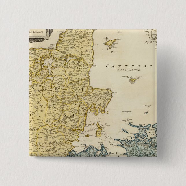 Denmark Atlas Map 15 Cm Square Badge (Front)
