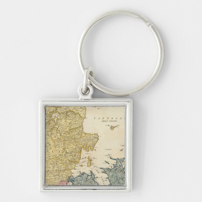 Denmark Atlas Map Key Ring (Front)