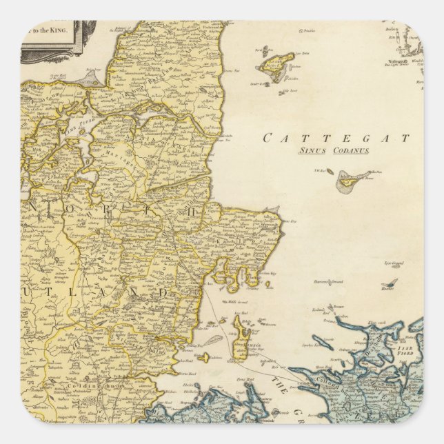 Denmark Atlas Map Square Sticker (Front)