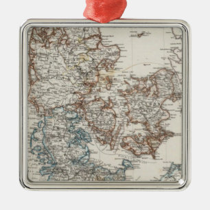 Denmark Atlas Map with 5 inset maps Metal Tree Decoration