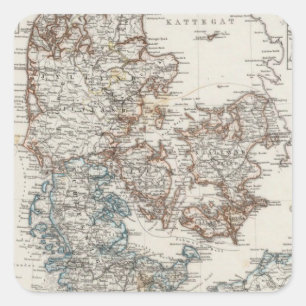 Denmark Atlas Map with 5 inset maps Square Sticker