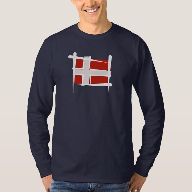 Denmark Brush Flag T-Shirt (Front)