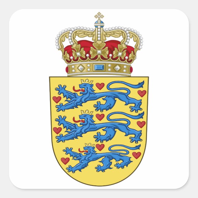 Denmark Coat of Arms Square Sticker (Front)