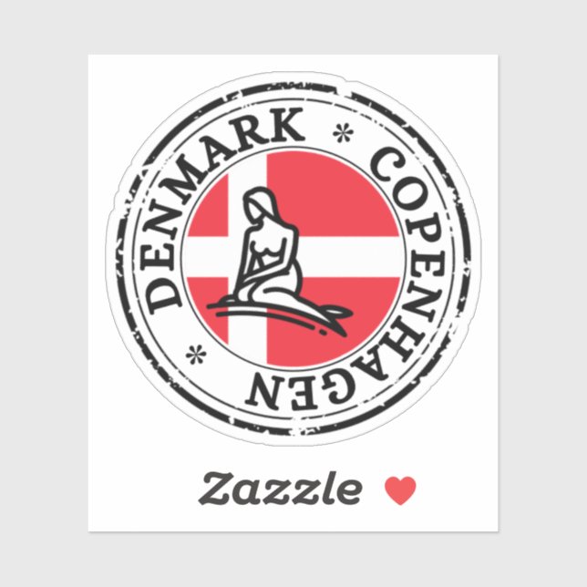 Denmark Copenhagen Seal Sticker Round Flag (Sheet)