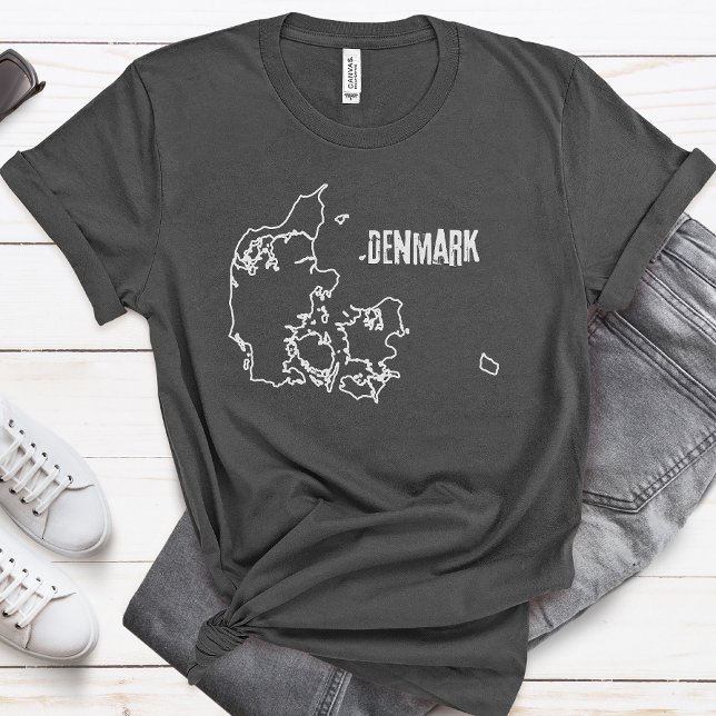 Denmark Country Map Outline Danish Boundary Line T-Shirt (Creator Uploaded)