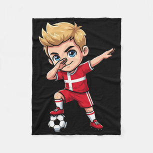 Denmark Dab Kid Goal Cartoon Danish Flag For Boys Fleece Blanket