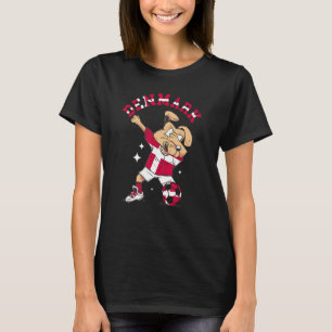 Denmark Dabbing Dog Proud Soccer Player Dansk Flag T-Shirt