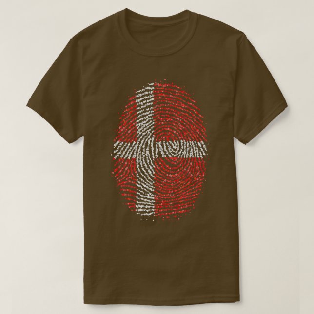 Denmark Dane Danish Fingerprint Flag T-Shirt (Design Front)