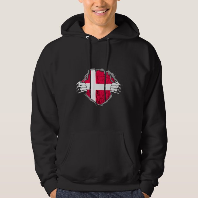 Denmark Danes Chest Danish Pride Danmark Roots Hoodie (Front)