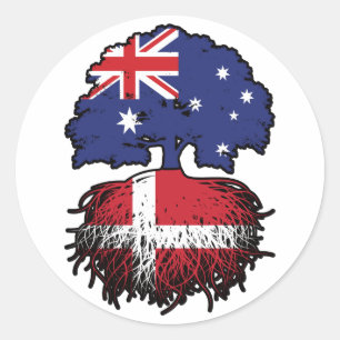 Denmark Danish Australian Australia Tree Roots Classic Round Sticker