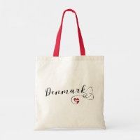 Denmark, Danish Flag in Heart Tote Bag