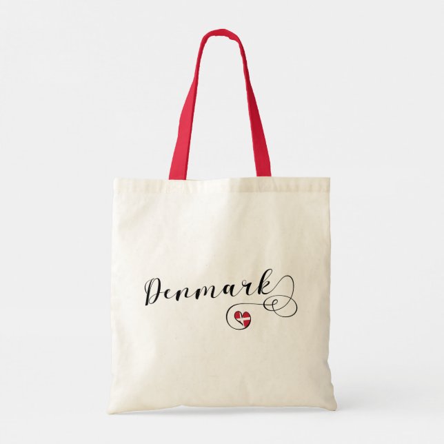 Denmark, Danish Flag in Heart Tote Bag (Back)