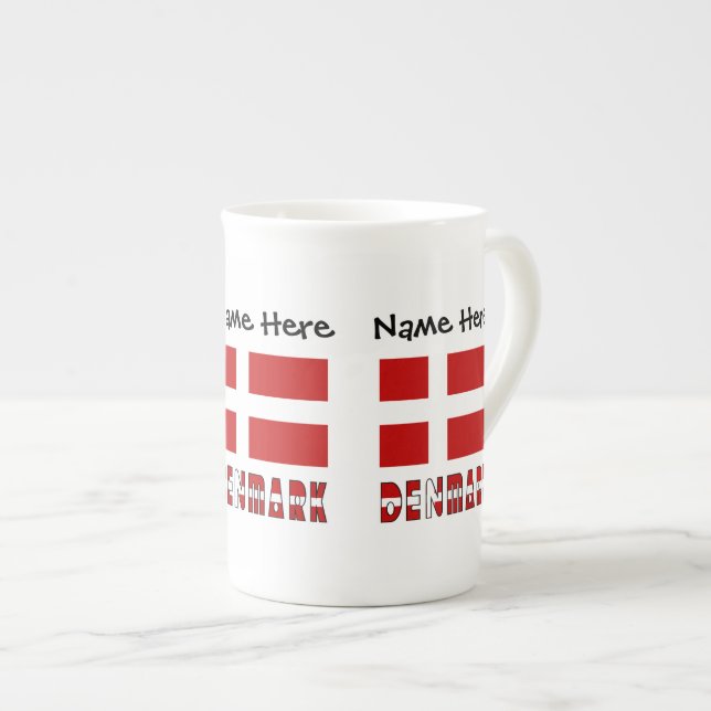 Denmark Danish Flag Personalised  Bone China Mug (Front Right)