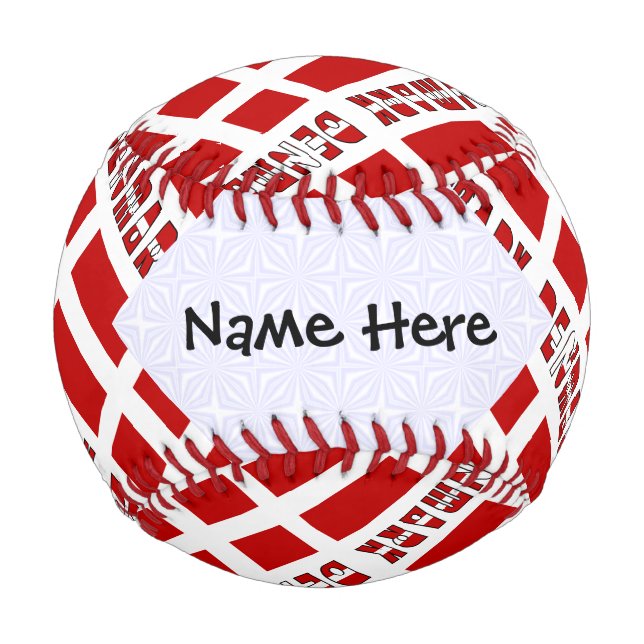 Denmark Danish Flag Tiled Black Personalisation Baseball (Front)