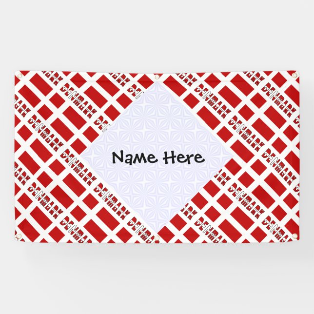 Denmark Danish Flag Tiled Personalised  Banner (Horizontal)