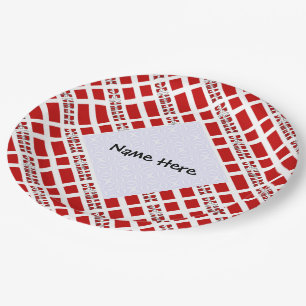 Denmark Danish Flag Tiled Personalised Name Paper Plate