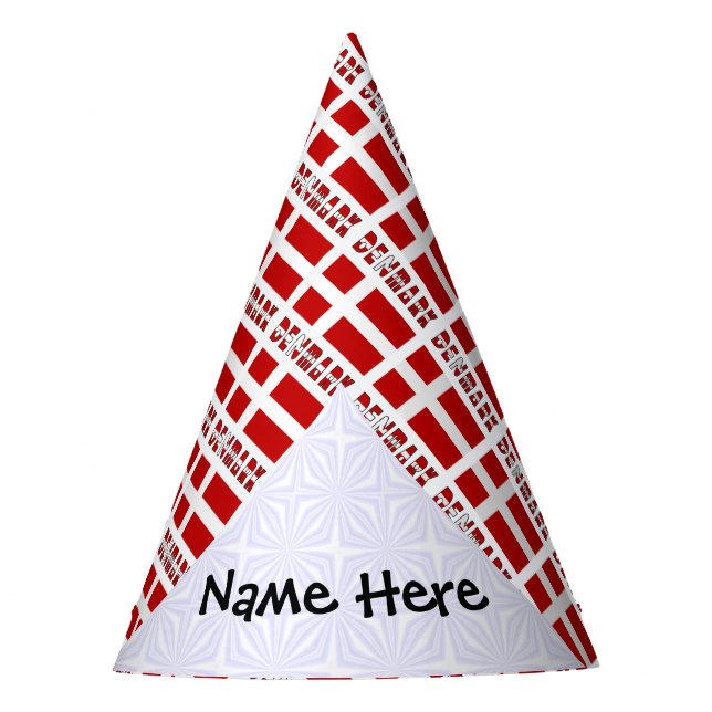 Denmark Danish Flag Tiled Personalised  Party Hat (Front)