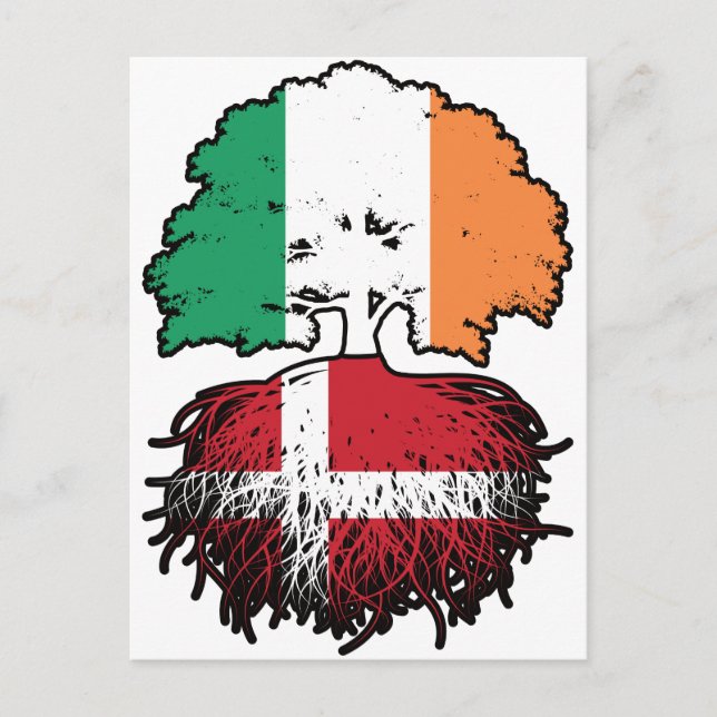 Denmark Danish Irish Ireland Tree Roots Flag Postcard (Front)