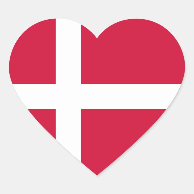 Denmark – Danish National Flag Heart Sticker (Front)