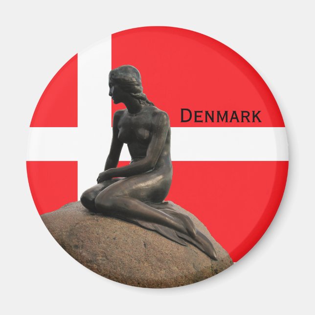 Denmark flag and Mermaid Magnet (Front)