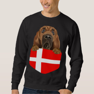 Denmark Flag Bloodhound Dog In Pocket Sweatshirt