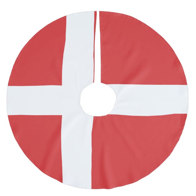 Denmark flag brushed polyester tree skirt (Front)