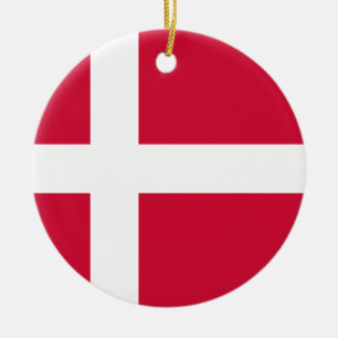 Denmark Flag Ceramic Tree Decoration