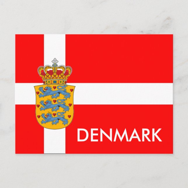 Denmark Flag & Coat of Arms Postcard! Postcard (Front)