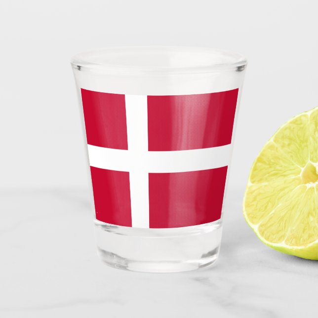 Denmark Flag Danish Patriotic Shot Glass (Front)
