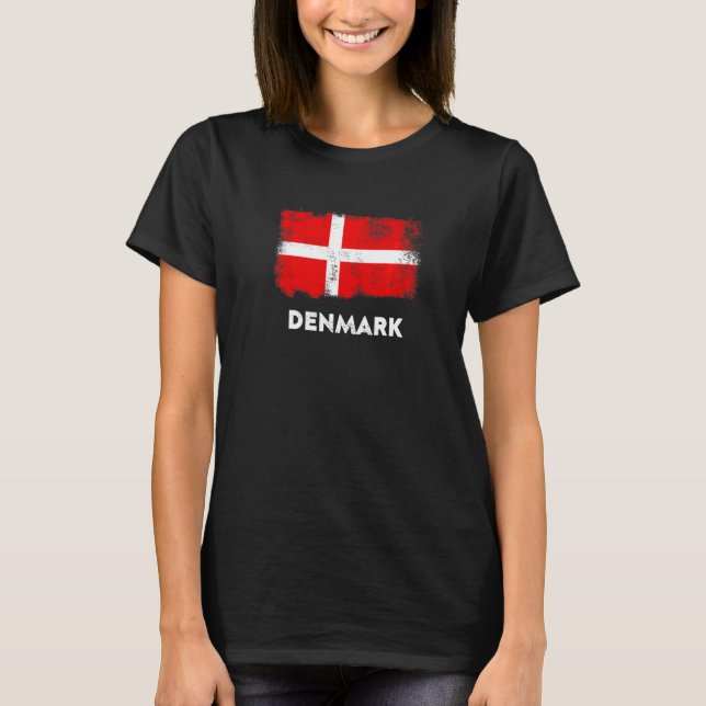Denmark Flag Danmark Danemark White Red T-Shirt (Front)
