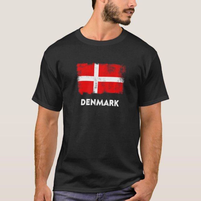 Denmark Flag Danmark Danemark White Red T-Shirt (Front)