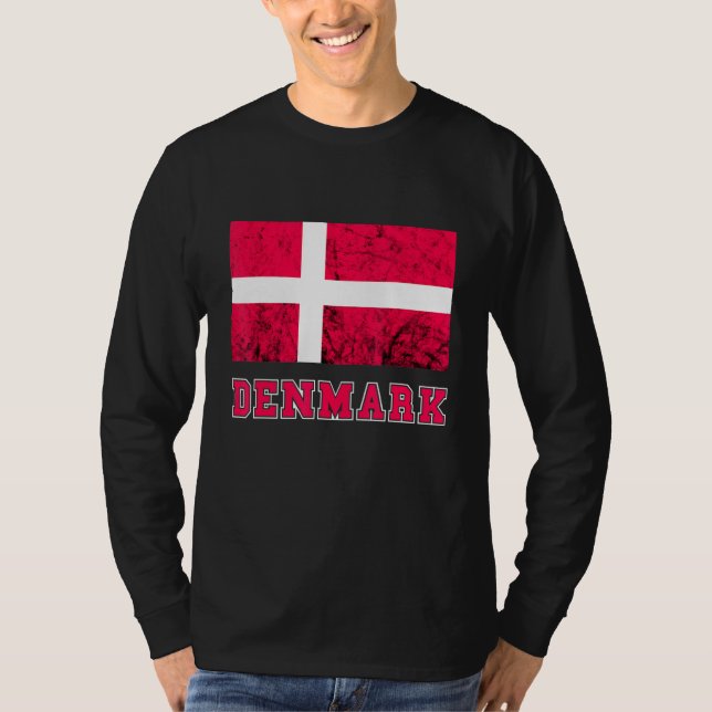 Denmark Flag Dannebrog Retro Danish Pride Danes Ro T-Shirt (Front)