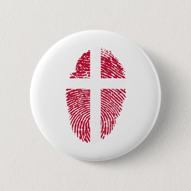 Denmark Flag Fingerprint Country Pride 6 Cm Round Badge (Front)