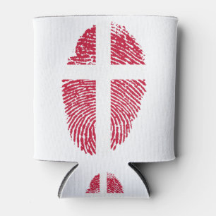 Denmark Flag Fingerprint Country Pride Can Cooler