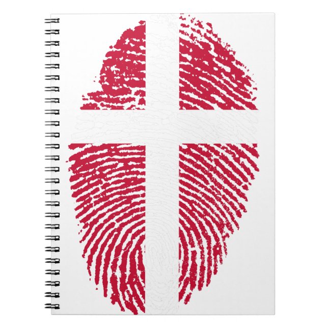 Denmark Flag Fingerprint Country Pride Notebook (Front)