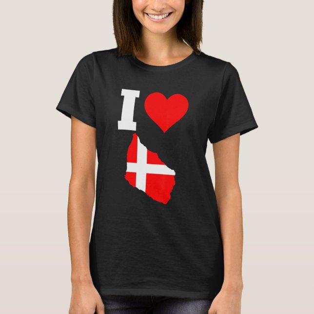 Denmark flag for Bornholm   I Love Bornholm T-Shirt (Front)