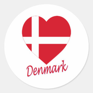 Denmark Flag Heart Classic Round Sticker