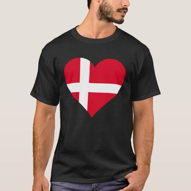 Denmark Flag Heart Denmark Gifts Love Denmark T-Shirt (Front)