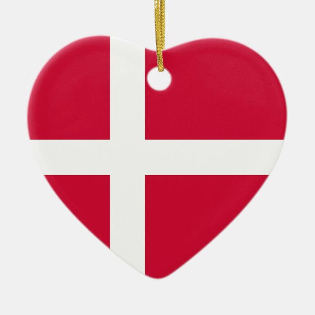 Denmark Flag Heart Ornament (Front)
