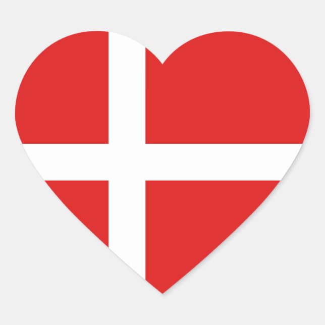 Denmark Flag Heart Sticker (Front)