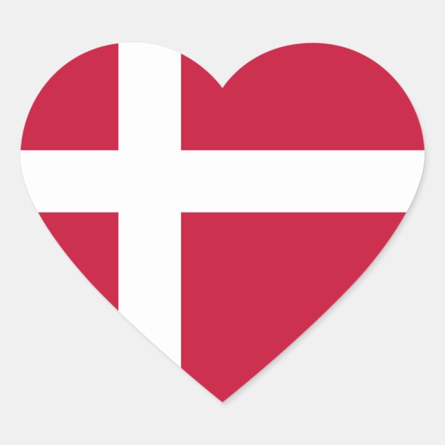 Denmark Flag Heart Sticker (Front)
