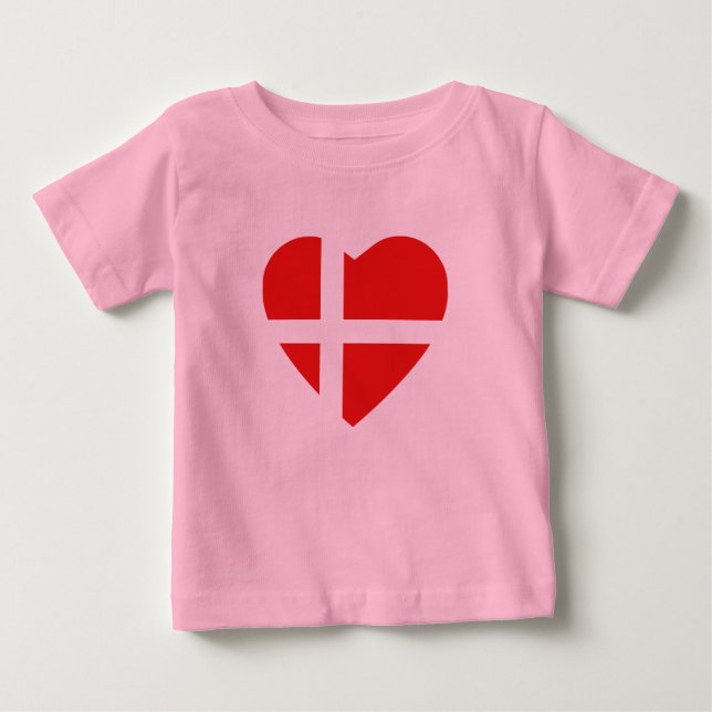Denmark Flag Heart T-Shirt (Front)
