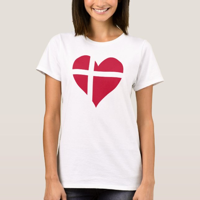 Denmark Flag Heart T-Shirt (Front)