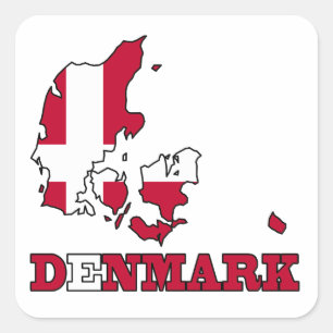 Denmark Flag in Map Square Sticker