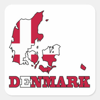 Denmark Flag in Map Square Sticker